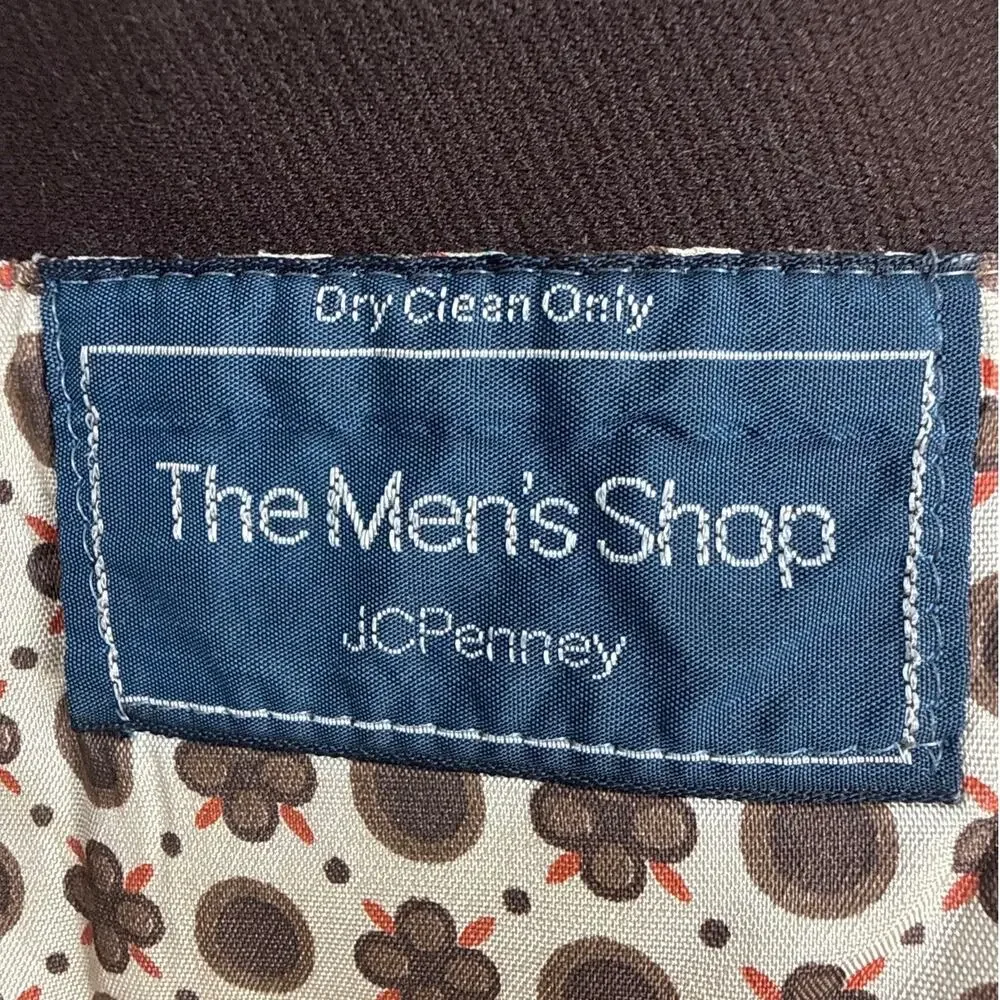 Vintage 70s JCPenney Brown Polyester Knit Blazer Sport Coat Men's 42 Chest